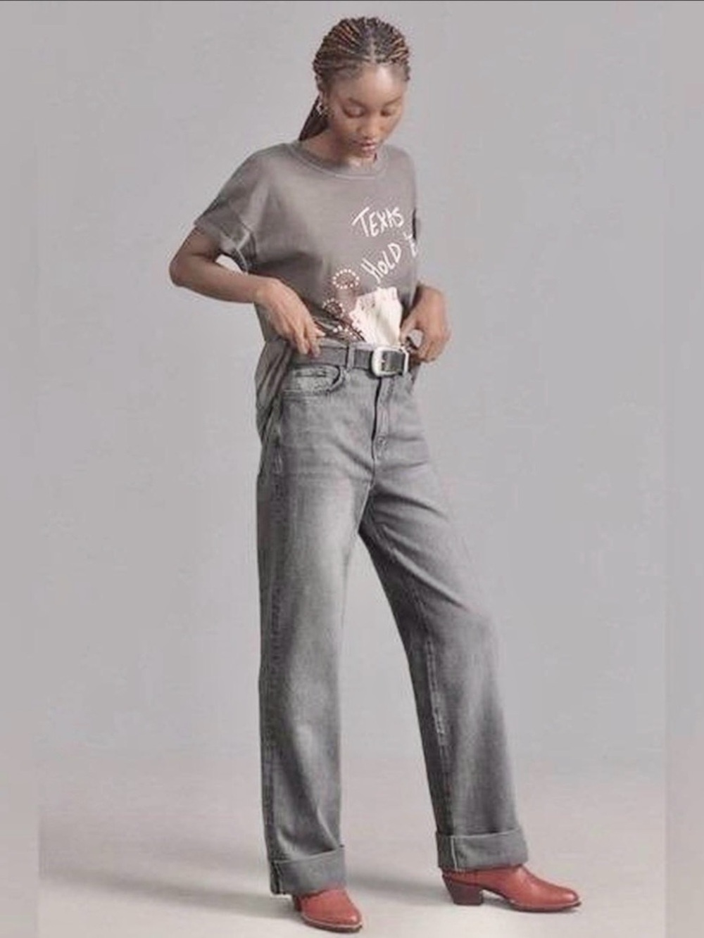 Anthropologie Pilcro High-Rise Full Length Cuffed Distressed Wide Leg Jeans 26